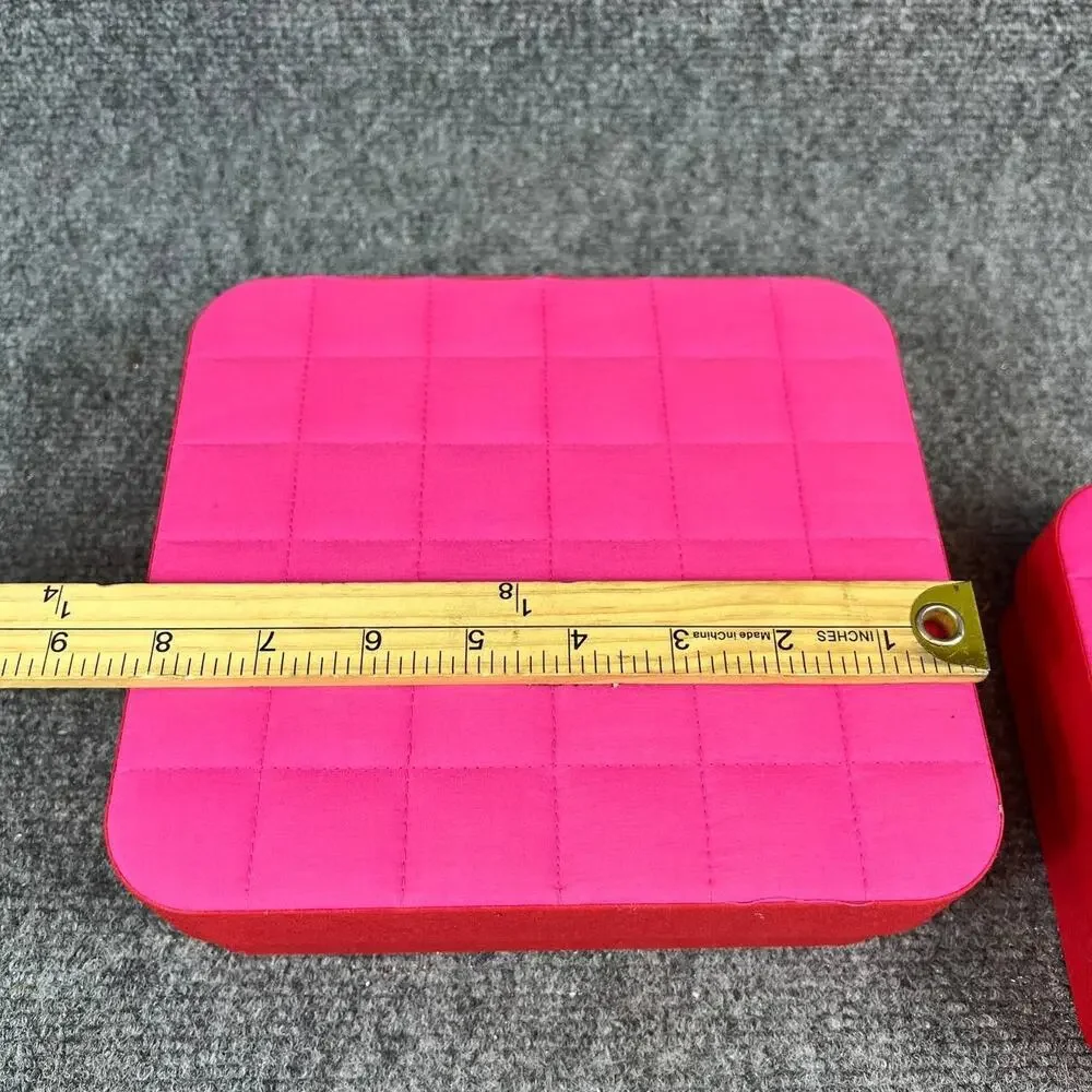 NEW 2pc Estée Lauder Pink Floral Storage Gift Boxes Set Quilted Lid Cosmetic
